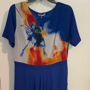 Fabulous Delvina Blue Floral Dress Size 50